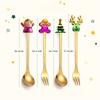 HANYANG Tableware Stainless Steel Small Spoon Golden Dessert Spoon Fruit Fork