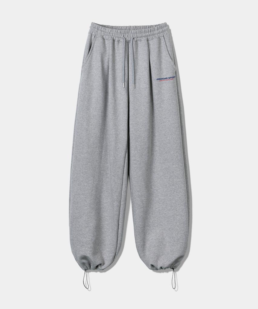 PRINOAR [Fleece Lined] Small Sport String One-Pleat Wide Pants - Melange