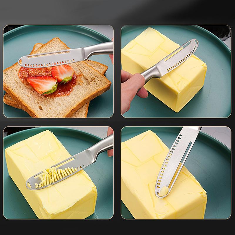 Nůž na máslo 3v1 Nůž na máslo z nerezové oceli Sýrový dezert Nátěr na džem Škrabka na chléb Štípač na máslo