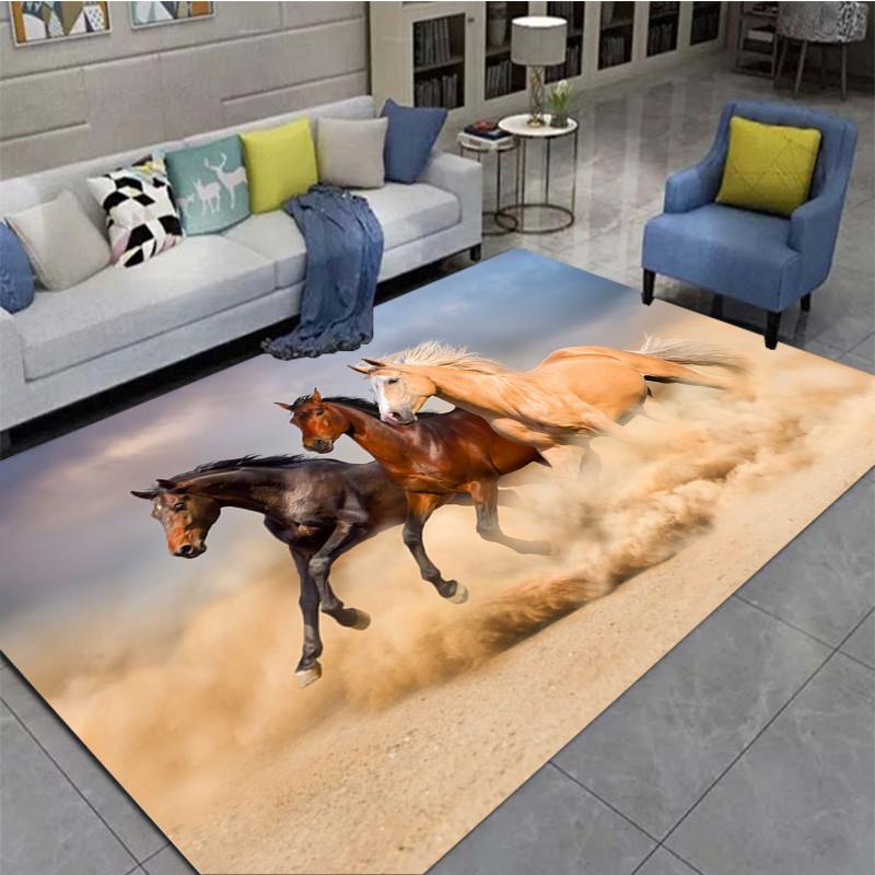 3D Horse Printed Large Carpet,doormat,living Room,bedroom,bathroom Decoration Animal - Running Horse Pattern Anti Slip Floor Mat