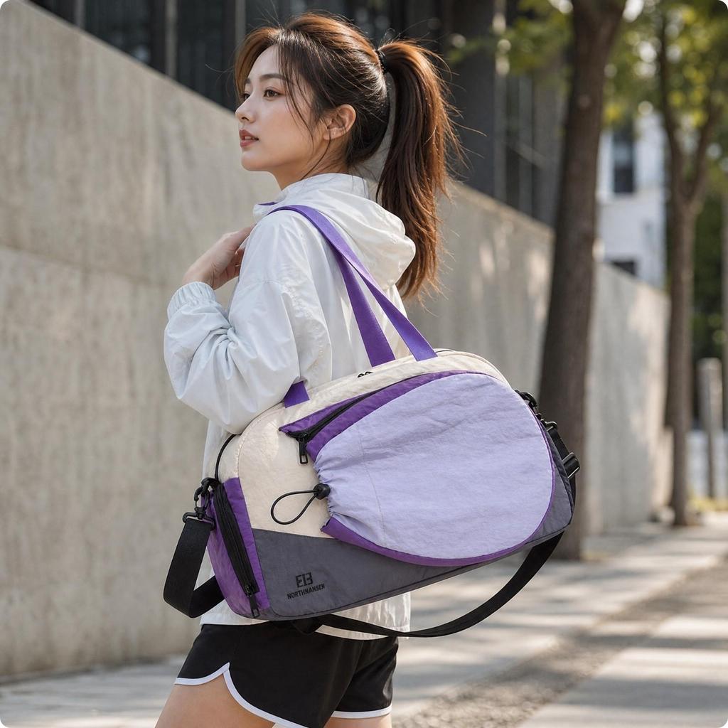 Cylindrical Duffel Bag with Wet Dry Separation Long-Lasting for Fitness, Gym