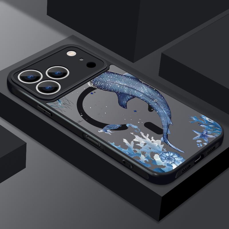 

Dolphins Turtles Magnetic Phone Case For iPhone Air 17 16 15 14 Pro Max 13 12 Pro Max 11 16 Plus Magnet Soft Edge Acrylic Cover iPhone 15 Pro Max