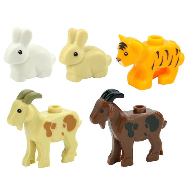 MOC City Animal Building Block Figures Goat Sheep Eagle Owl Panda Parrot Seagull Penguin Zoo Fram Accessories Bricks Toy Gift