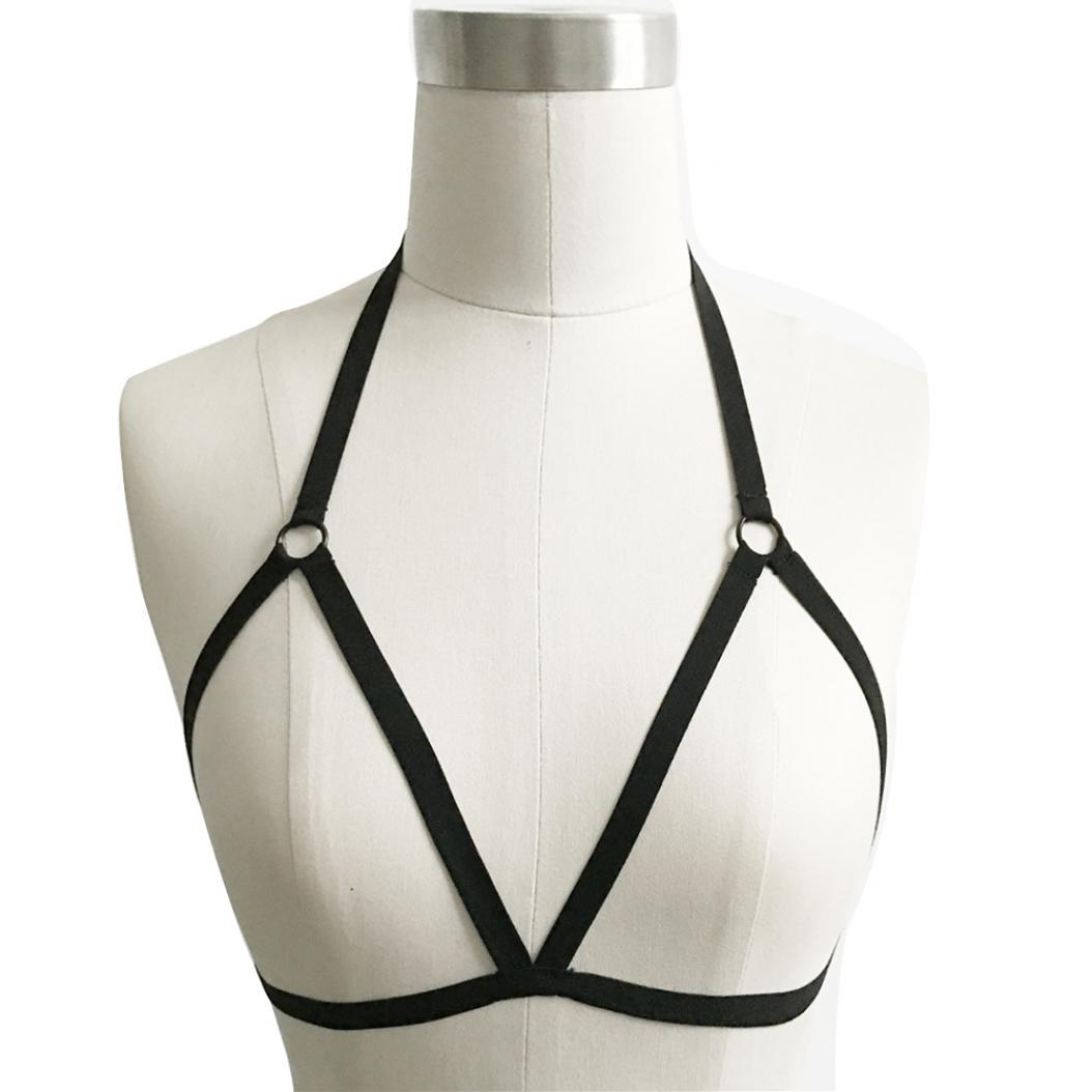 

Женский соблазнительный бюстгальтер с эластичными бретелями и вырезами, нижнее белье, топ S чёрный