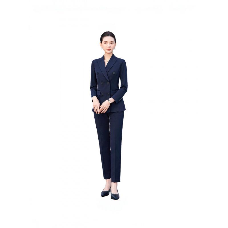 Women's High-End Double-Breasted Suit Set: New Spring/Autumn Style, Perfect for Professional and Formal Look