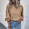 Women's Fashion Temperament Reverse Pocket Solid Color  Sleeve Sweater