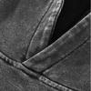 Streetwear Japanese Robot Graphic Side Pockets Pullover Unisex Oversized Washed Black Hoodie