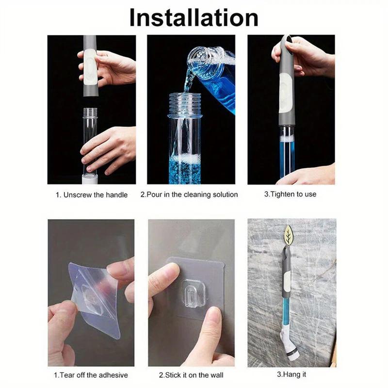 Electric Spin Cleaning Brush With 5 Replaceable Brush Heads And Adjust Electric Handle Power Kitchen Bathroom Cleaning Gadgets