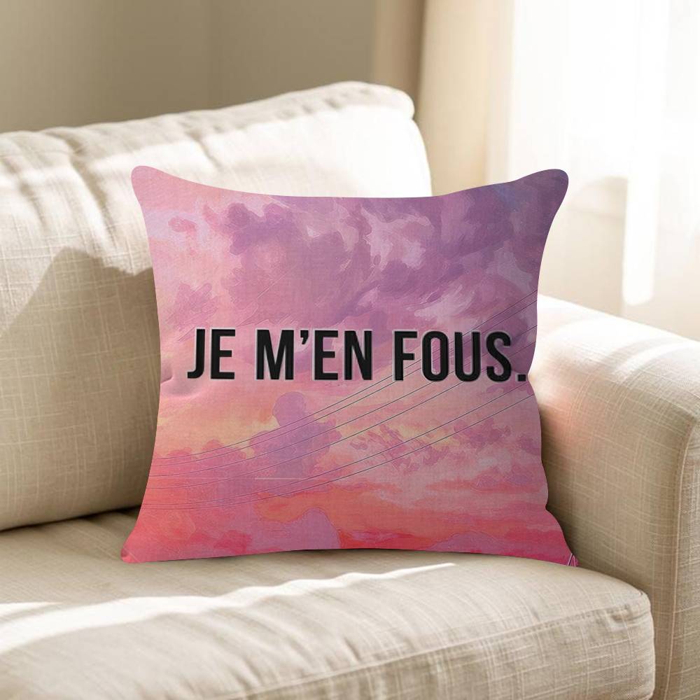Je Men Fous French Quote Pillow Cushion Cover Pillowcase Living Room Sofa Home Decor Customized