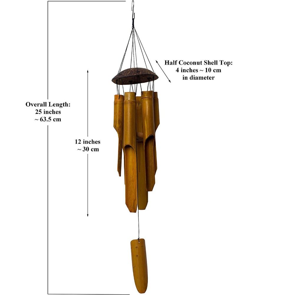 Bamboo Outdoor Decoration Wall Hanging Coconut Head Weather Resistance Handcrafted Gift Bell Tube Door Pendant Wind Chime