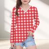 Womens V-Neck Long Sleeve Loose Fit T-Shirt With Polka Dot Print Casual Oversized Top Daily Wear