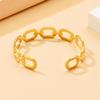 Modern C-Shaped Hollow Square Chain Stainless Steel Bangle Bracelet