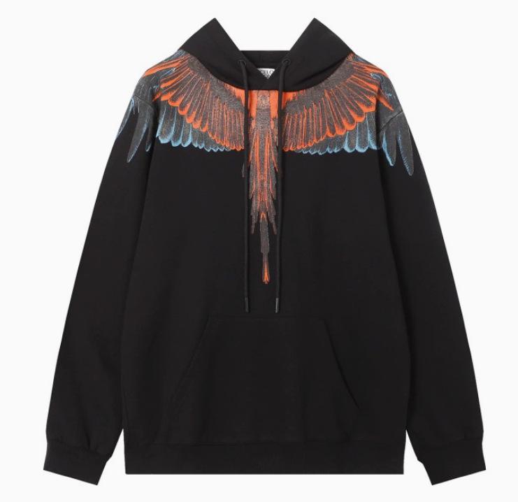 Felpa con cappuccio Marcelo Trendy Feathered Wings: Felpa girocollo unisex con motivo a fulmini e serpenti multicolore Phantom Wings.