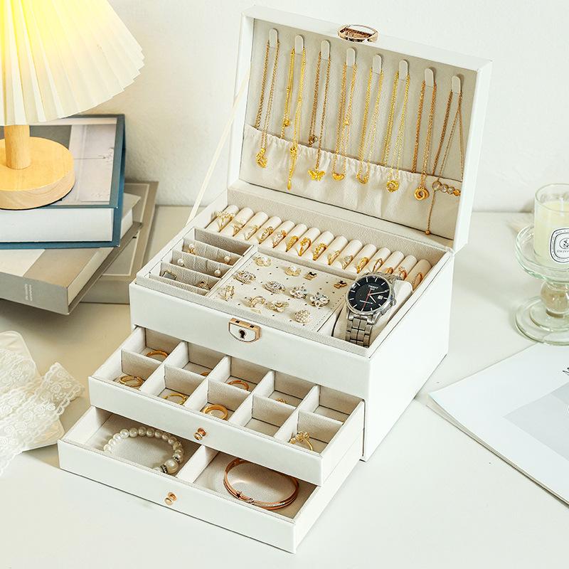 Locked Multi-Layer Jewelry Organizer: Anti-Oxidation Storage for Earrings, Necklaces, and Rings