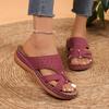 2024 Horký výprodej Boty Dámské S otevřenou špičkou Dámské pantofle Letní Římské Duté Jednobarevné Venkovní Ležérní Plážové Klínový podpatek Velké velikosti Pantofle