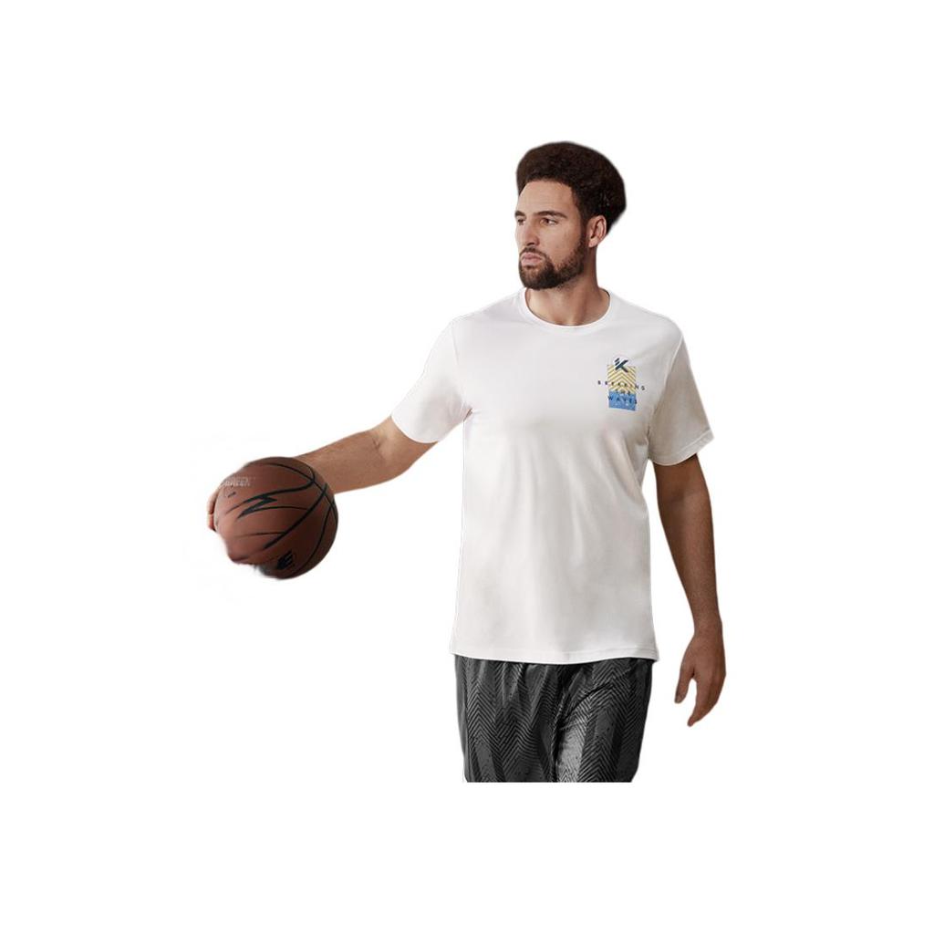 Anta Basketball Series Letter Print Crew Neck Comfortable Breathable Loose Short Sleeve T-Shirt Men Tops Pure-White 152431119-1