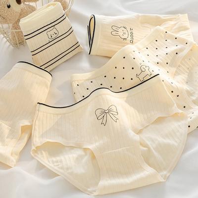 Bragas de algodón a rayas verticales para mujer, ropa interior cómoda y sencilla, a la moda, a media cintura