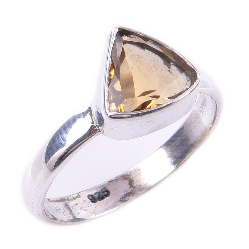 Inel din argint solid 925 realizat manual cu piatră prețioasă de citrin natural, mărimea 6 P8y53