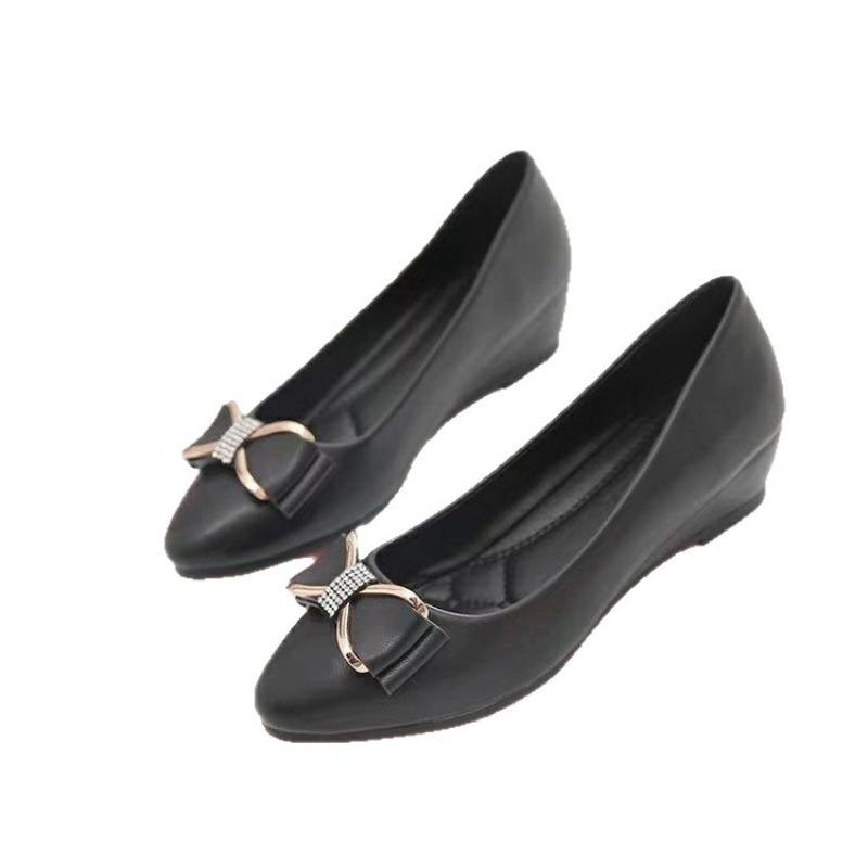 Shallow Doudou Single Shoes Women's Autumn New Flat-bottomed Women's Casual Pregnant Women's Non-slip Work Small Leather Shoes