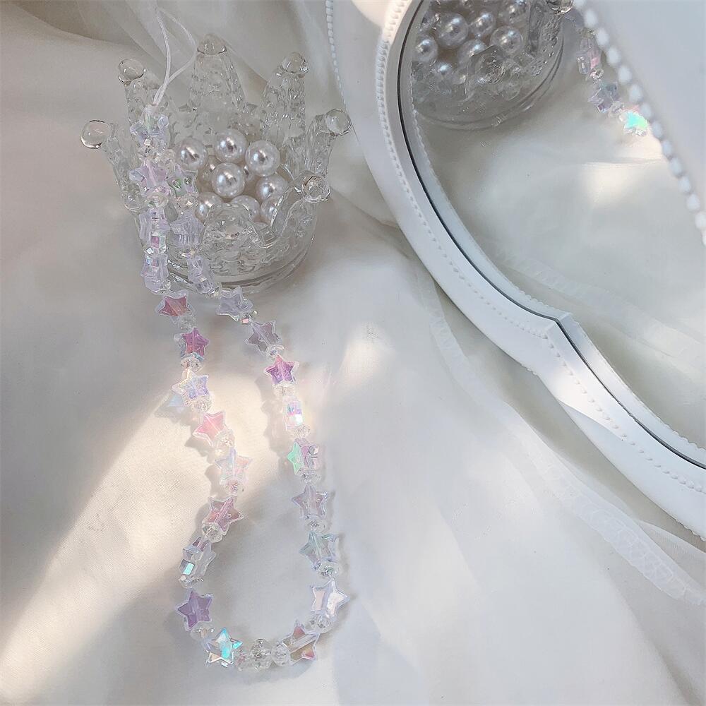 Bracelet de perles d'amour pour femmes, petit nœud en cristal frais, fleurs, amour, chaîne de téléphone portable, anti-chute, accessoires de coque de téléphone portable, DIY