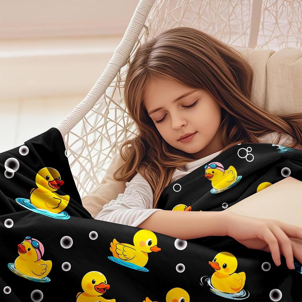 Rubber Duck Blanket for Duck Lovers Cute Yellow Duck Print Soft Flannel Throw Blanket for Couch Bed Sofa Perfect Gift for Kids