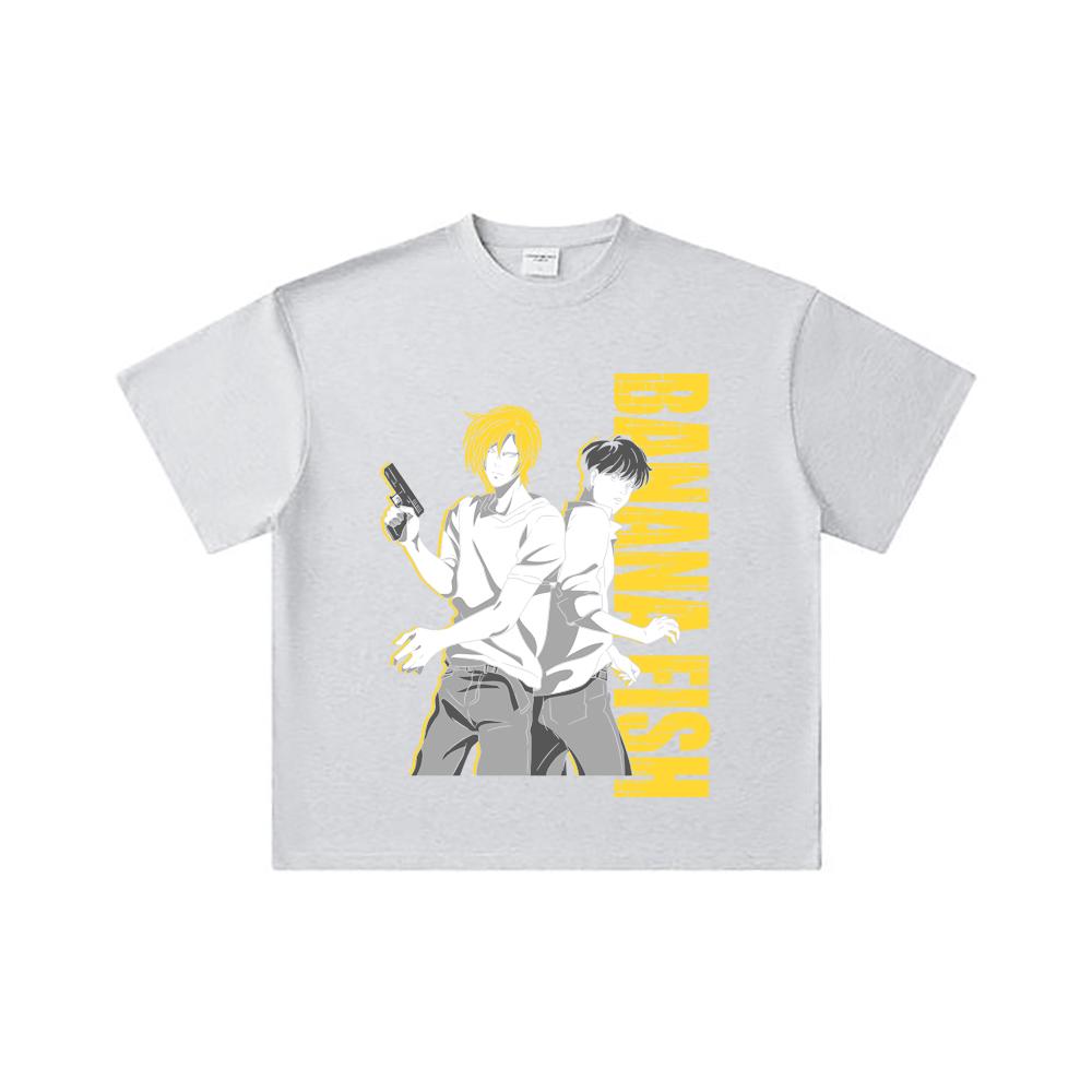 260 GSM Double Yarn 32 Count 100% Cotton Banana Fish V1 Print Unisex Heavy Cotton T Shirt