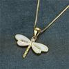 Gorgeous Golden Dragonfly Pendant Necklace Inlaid Rhinestones Fashion Jewelry Accessory Perfect Gift for Valentines Day Daily And Party Occasions