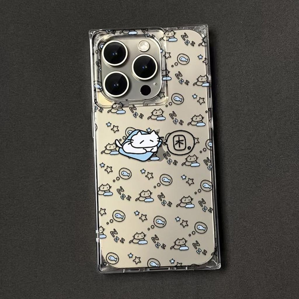 Ice Crystal Square Airbag Anti-fall Shell Three-dimensional Funny All-inclusive for IPhone15 Square Mobile Phone Case Simple