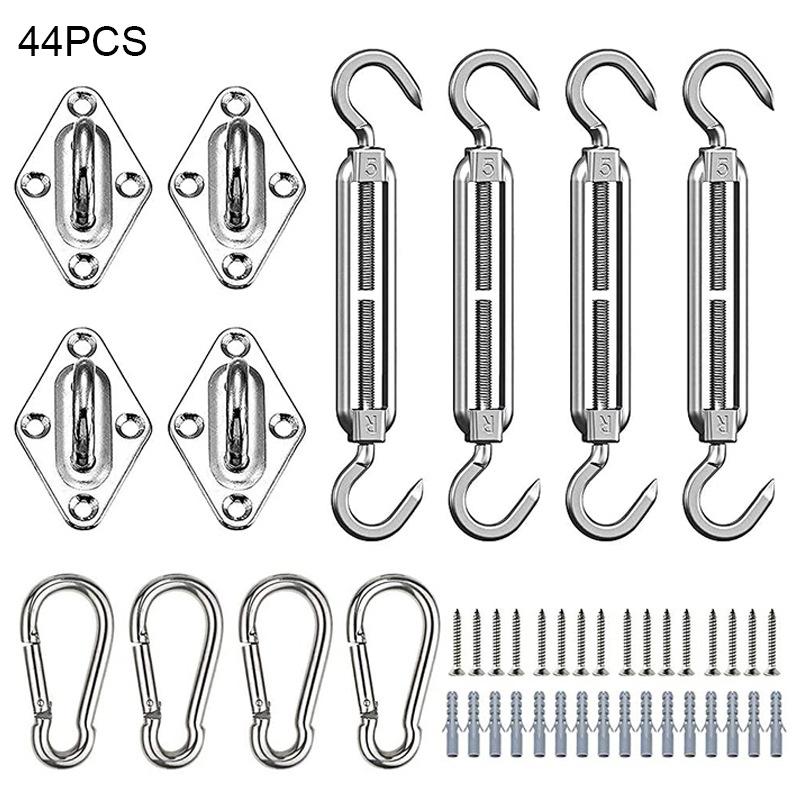 44pcs Sun Shade Sail Stainless Fixing Fitting Kit Garden Patio Awning Canopy Accessory