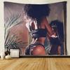 African American Women with Crown Black Art Tapestries Black Art Wall Hanging for Bedroom Living Room Dorm