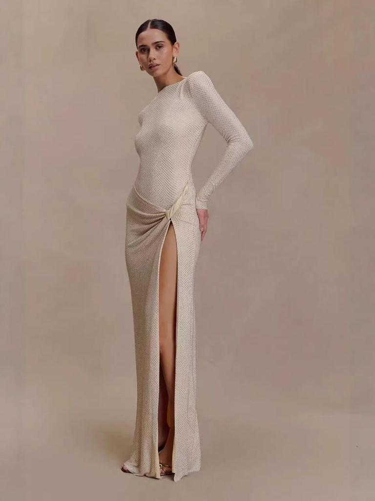 Elegant European & American One-Shoulder Twisted Evening Dress for Women