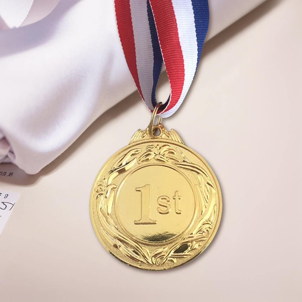 5cm Gold/Silver/Bronze Medal Award Medals with Neck Ribbon Students Rewards Metal Winner Medals for Marathon Ball Games