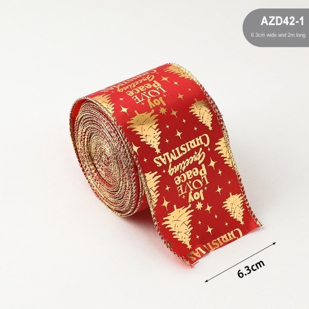 Nowa Wstążka Świąteczna 2m Boże Narodzenie Prezent DIY Wstążka Tkaninowa Spirala Wstążka Kratka Kokardka Płatek Śniegu Imitacja Lnu Wstążka Juta