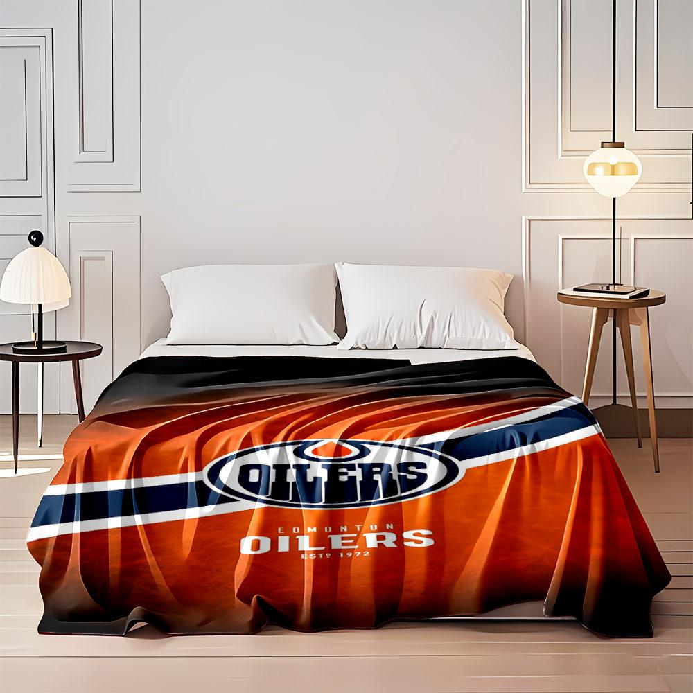 Edmonton Oilers Logo Blanket Print Blanket Soft and Cozy Perfect for the Living Room Bed Sofa or a Nap,gift