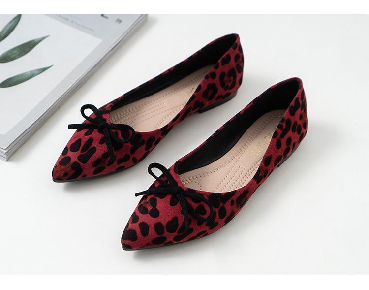 

Fashion Elegant Bow-knot leopard pattern flats woman ballerina plus size 40-43 sneaker shoes women loafers pointed toe flock moccasins 4.5