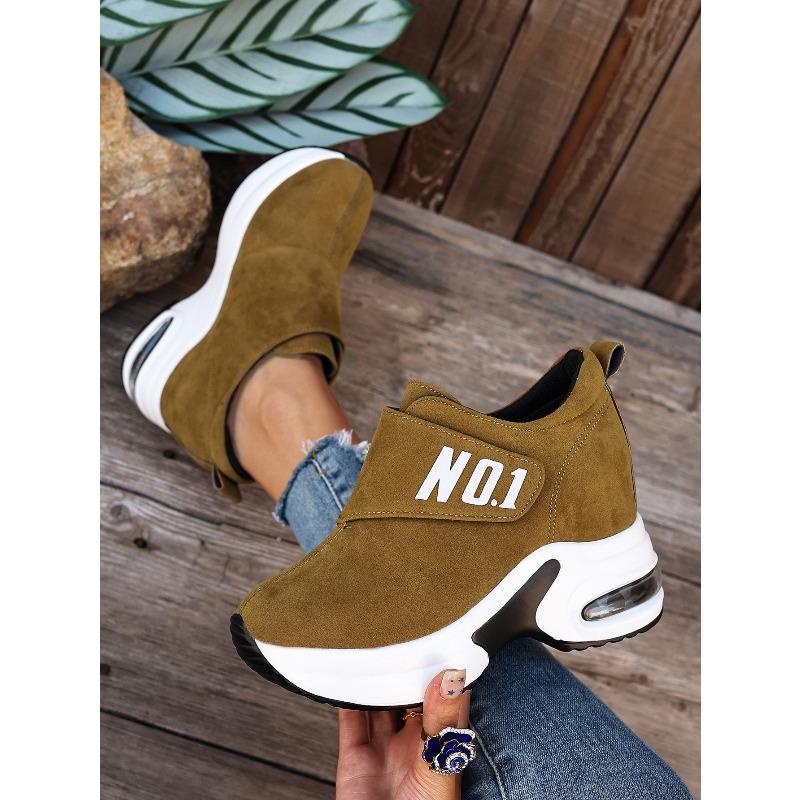 Alphabet Plus Size Wedge Sneakers 2025 Fall New Velcro Platform Casual Shoes