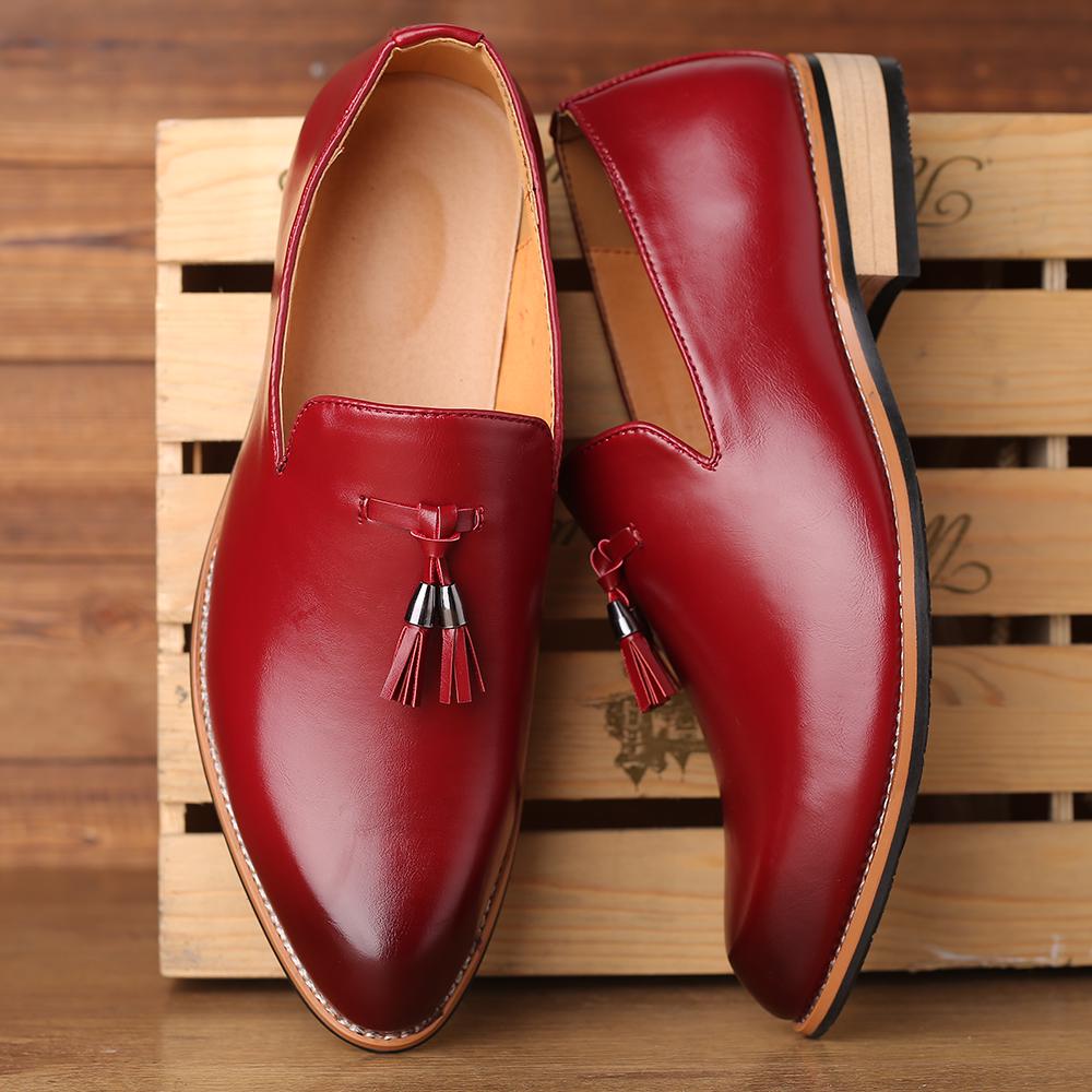 Fashion Handmade Men's Leather Shoes Casual Shoes Elegantes Men Loafers Office Formal Dress Flats Outdoor Driving Shoes Tassel Moccasins