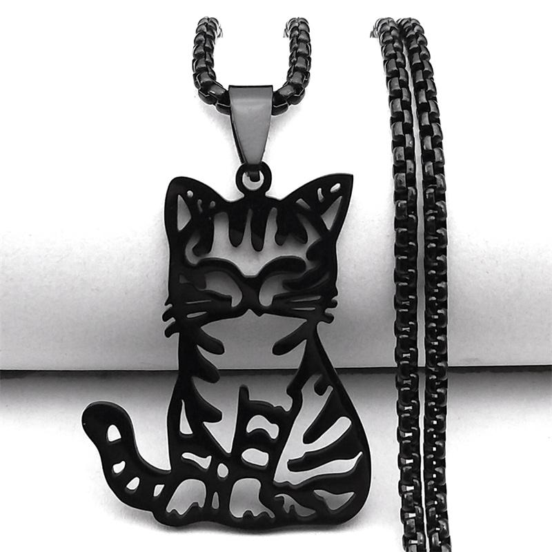 Cute Cat Ragdoll Kitty Pendant Necklace for Women Men Stainless Steel Silver Color Chain Pet Lover Gift Jewelry colar N3213S01
