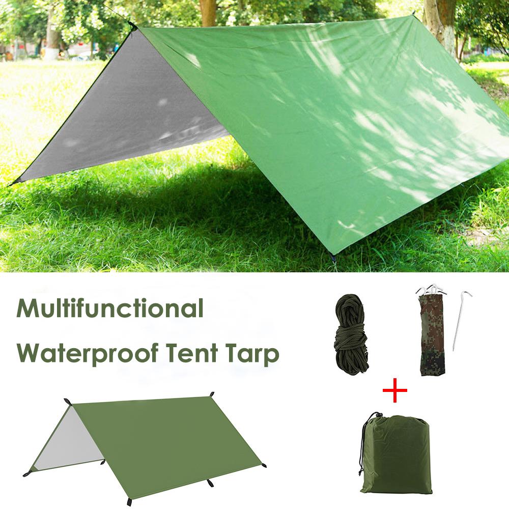 Tent tarpaulin multifunctional tarp with tote bag camping tarpaulin shelter hammock car awning cloth outdoor backpack hiking