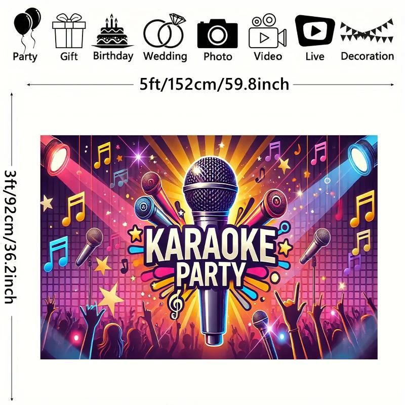 1 Artikel: Karaoke-Mikrofon, Polyester-Fotohintergrund, Party-Bannerfahnen - GeburtstagszubehörXY