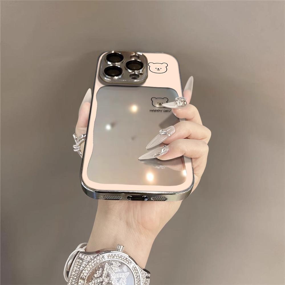 Bear avatar applies to Apple 16promax personalized new mobile phone case iPhone mirror creative