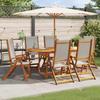 Vidaxl Folding Garden Chairs, 6 Pcs., Acacia Wood and Textilene