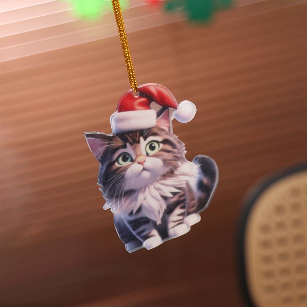 2D Flat Cat Christmas Hanging Hanging Animal Xmas Tree Ornaments  New Year Gift