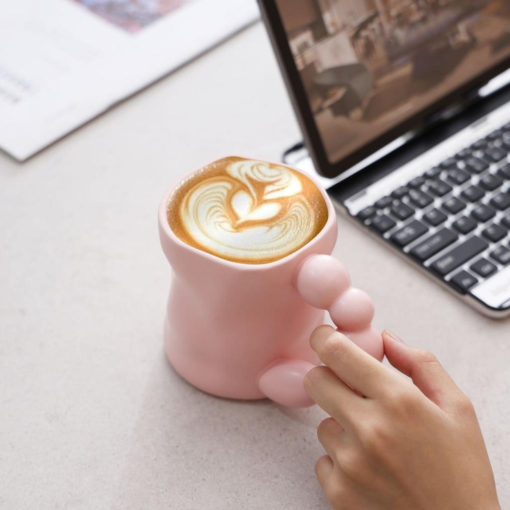 Ceramic Coffee Cup Large Capacity Macaron Color Mug Irregular Latte Cup