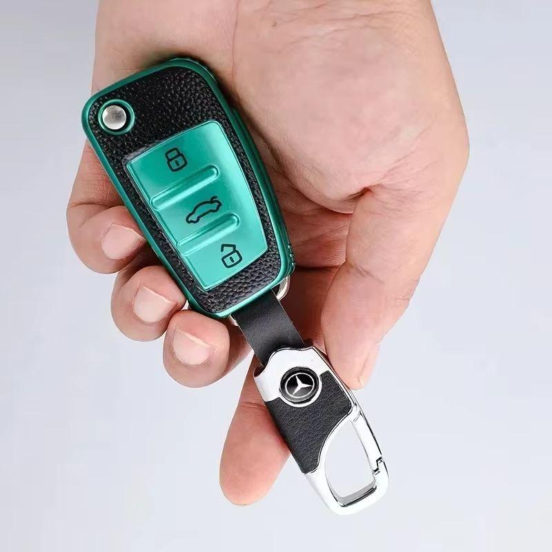 CSA1 Leather Key Holder Car Keychian Key Rings Pendant for Mercedes Benz GLB GLC GLS W164 W140 W203 W210 W108 W205 W176 W166 W214