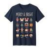 Merry Amp; Bright Holiday Spirit Icons Illustrated Christmas Tee Unisex T-Shirt