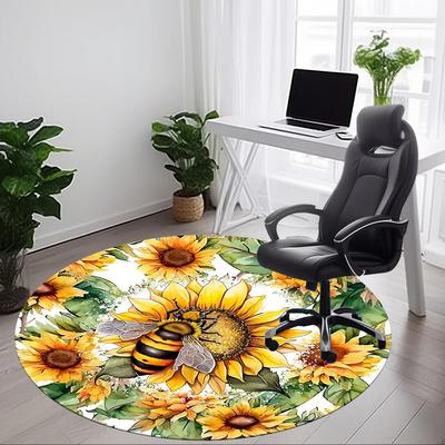 1pc Sunflower Bee Chair Carpet for Office, Non Slip, Soft and Durable Office Rug