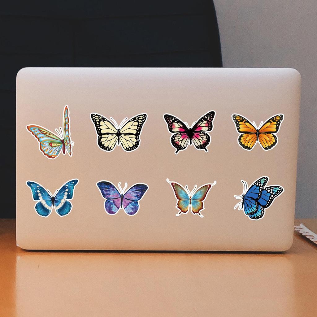 50 Butterfly Graffiti Waterproof Stickers for Suitcases, Phones, Skateboards, Notebooks, and Journals.