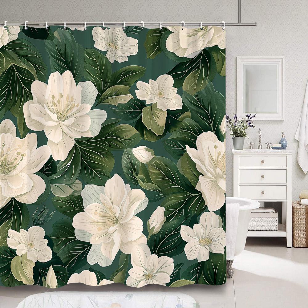 Modern Simple Colourful Leaf Shower Curtain Botanical Pattern Polyester Fabric Shower Curtains Bathroom Decoration With Hooks