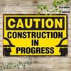 1pc Vintage Iron Construction Warning Sign 8x12in Rustic Metal Wall Decor Hard Hat Icon In Progress Farmhouse